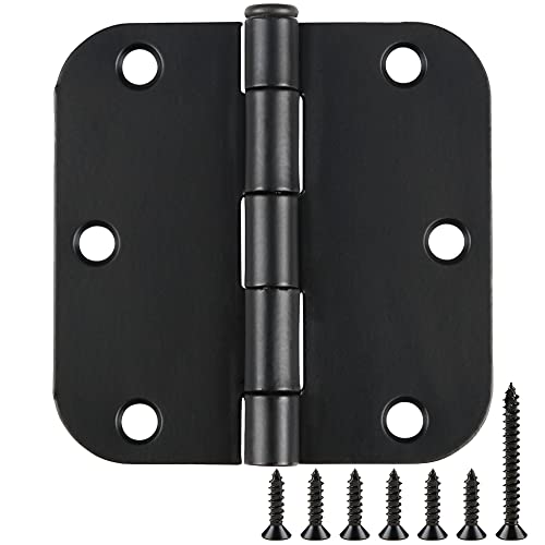 30 Pack Rounded Matte Black Door Hinges 3.5 Inch 5/8" Radius Interior 3 1/2" Flat Iron Bifold Residential Standard Bedroom Indoor for Doors 3 ½"Hardware Control House Home Decor Essentials Accessories