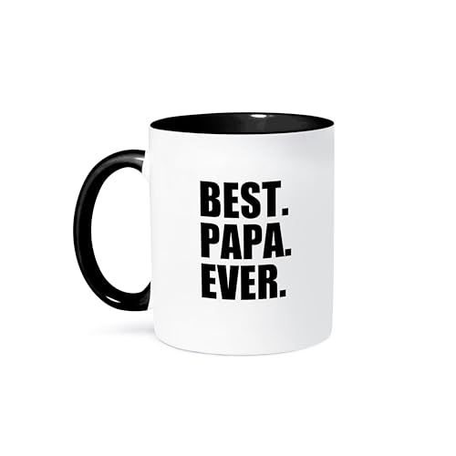 3dRose Ceramic Best Papa Ever Mug, 1 Count (Pack of 1), Black