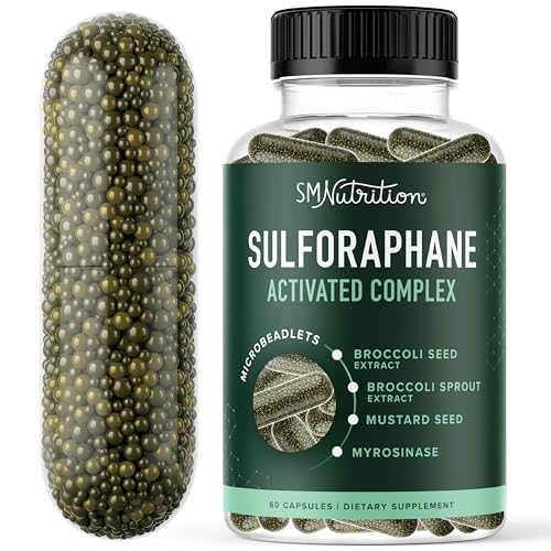 50MG Sulforaphane Supplement from Broccoli Sprouts | NRF2 Activation with Glucoraphanin, Myrosinase & Antioxidants | Support Cellular & Immune Health | Broccoli Seed Extract Microbeadlets, Vegan 60ct