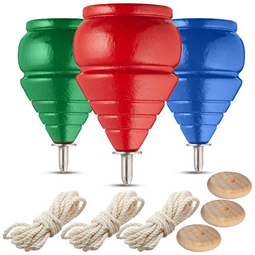 Authentic Spinning Tops Classic Wooden Trompos [Set of 3]