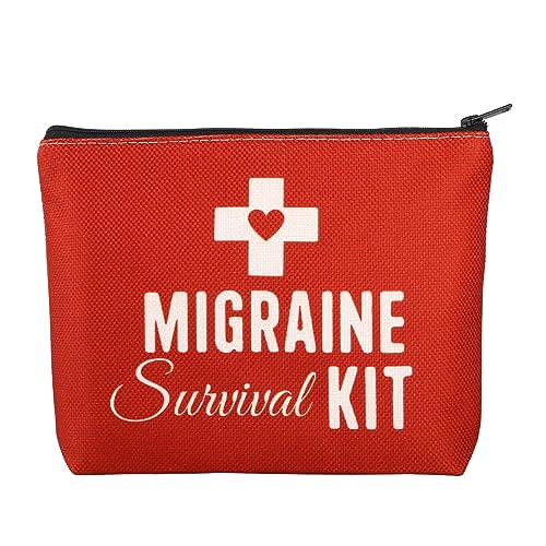 BWWKTOP Migraine Survival Kit Migraine Warriors Gifts Migraine Awareness Bags Migraine Fighter Gifts Migraine Pouch For Meds (Migraine KIT)