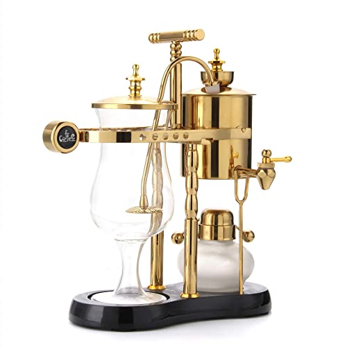 Diguo Belgian/Belgium Family Balance Siphon/Syphon Coffee Maker, Elegant Double Ridged Fulcrum with Tee handle (Classic Gold)