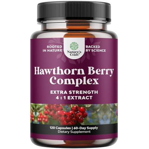 High Strength Hawthorn Berry Capsules - Pure Antioxidant Hawthorn Berry Supplement with Leaf & Flower Extract 4:1 for Heart Health & Digestion - Energy Support for Men & Women - 120 Count Pack