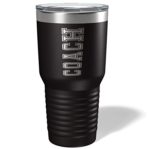 IE Laserware Coach ! Permanently etched on this black 30 ounce travel mug