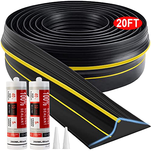 Jin&Bao Universal Garage Door Threshold Seal Strip 20FT Kit, Bottom Waterproof Rubber Weather Stripping Replacement