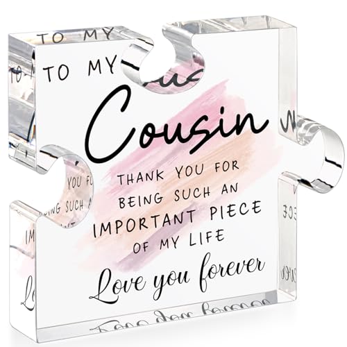 LukieJac Cousin Gifts for Women Best Cousin Ever Gifts Cousin Birthday Gifts for New Cousin Sister Thanksgiving Christmas Mothers Day Valentines Day Gifts Paperweight for Cousin Female Keepsake