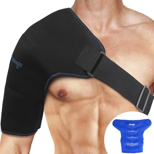 NEWGO Large Shoulder Ice Pack Rotator Cuff Cold Therapy Reusable Cold Pack Shoulder Ice Wrap for Shoulder Pain Relief, Recovery After Surgery, Swelling - Large Black