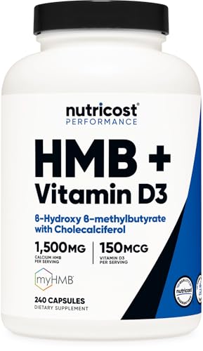 Nutricost HMB (1500mg) and Vitamin D3 (6000 IU) Supplement - 240 Capsules, 80 Servings - Gluten Free and Non-GMO