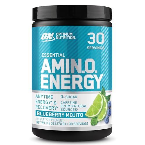 Optimum Nutrition Amino Energy - Pre Workout with Green Tea, BCAA, Amino Acids, Keto Friendly, Green Coffee Extract, Energy Powder - Blueberry Mojito, 30 Servings (Packaging May Vary)