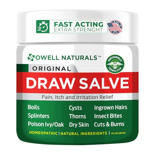 OWELL Naturals Drawing Salve Ointment 1oz, ingrown Hair Boil, Splinter Remover, Bug and Spider Bites, bee Sting, Mosquito bite Itch, Poison Ivy