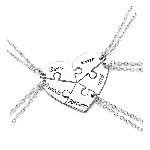 PESOENTH BFF Best Friend Necklace For 5,Friendship Jewelry For Women Gift,Matching Heart Best Friends Forever and ever Pendant Necklaces Set Birthday for Friendship BBF