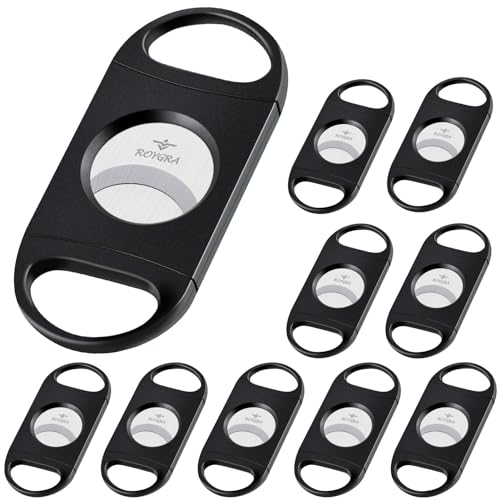 roygra Cigar Cutter, Enlarge 65 Ring Fit Almost Cigar Sizes, Guillotine Double Blade - 10 Pack