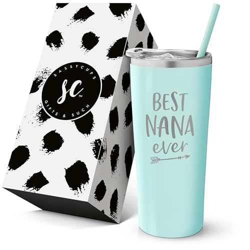 SassyCups Best Nana Ever Insulated Tumbler Cup with Straw and Lid - Grandparent Coffee Mug - World's Best Nana Gift From Grandkids for Birthday - New Nana Tumbler - Grandma, Nana Gifts