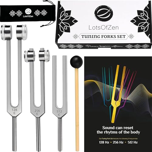 Tuning Forks for Healing Set (128Hz, 256Hz, 512Hz) — Essential Yoga and Meditation Accessories & Sound Therapy Devices