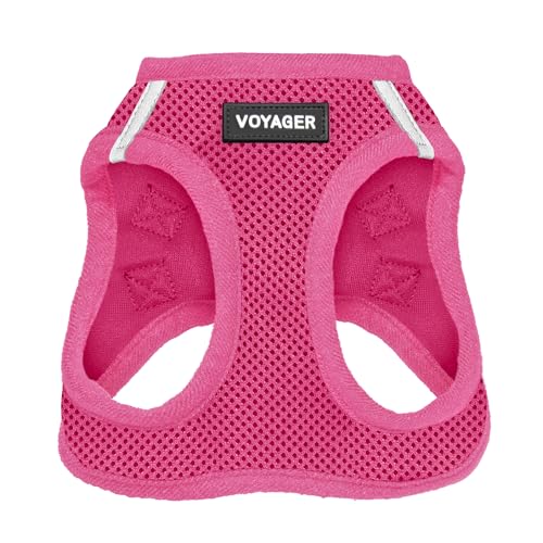 Voyager Step-in Air Dog Harness - All Weather Mesh, Reflective, No Pull Harness for Small, Medium Dogs, Cats - Secure with Hook & Loop Fastener, Buckle, Double D-Rings - Fuchsia, S