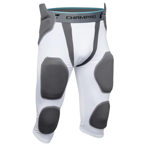 CHAMPRO 7-Pad Girdle Football Pants, White, Adult Medium (FPGU7AWM)