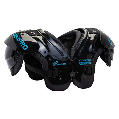 CHAMPRO Youth Scorpion Shoulder Pad, Black, Blue, 130-150 lbs (FSP5)