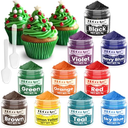 Food Coloring Powder - ERCorArt 10 Vivid Colors Powder Food Dye, Highly Concentrated Flavorless Food Coloring for Baking, Frosting, Cake Decorating, Icing, Cookies, Slime - 5g/Bottle