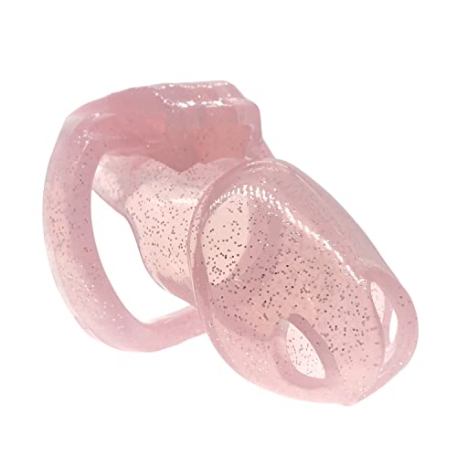 FYJENNICC HT-V4 Chastity Cage for Men | 5 Adjustable Wide Rings & 6 Colors | Beginner-Friendly | Adult Sex Toy with Sizing Guide (Pink with Silver Sparkles, Standard)