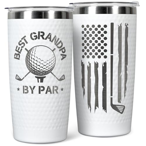 Grandpa Gifts - Valentine Golf Gifts, Golf Valentines Day Gifts - Grandpa by Par Golf Gifts for Men - Gifts for Grandpa Golf - Golf Gifts for Men, Grandpa, Grandfather - 20 Oz Golf Grandpa Tumbler