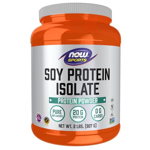 NOW Foods Sports Nutrition, Soy Protein Isolate 20 g, 0 Carbs, Unflavored Powder, 2-Pound