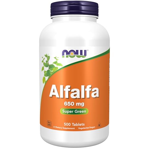 NOW Foods Supplements, Alfalfa 650 mg source of Vitamin K, Green Superfoods, 500 Tablets