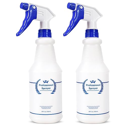 Plastic Spray Bottle, Empty Spray Bottles (2 Pack 24 Oz), All-Purpose Sprayer for Cleaning Solutions, Hair Spray, Bleach, Planting, BBQ, Mist & Stream Water Spraying Bottle with Adjustable Nozzle