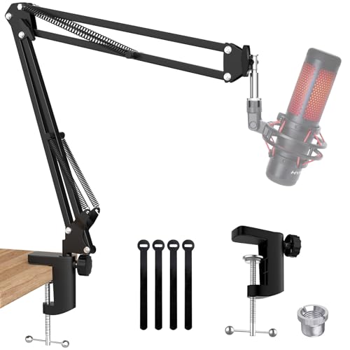 QuadCast Boom Arm, Mic Arm Microphone Arm for HyperX QuadCast SoloCast Blue Yeti Fifine AM8 and Most Mic, Mic Stand Desk with 3/8" to 5/8" Adapter by SUNMON