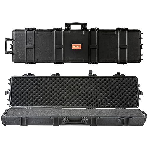 VEVOR Rifle Case, Rifle Hard Case with 3 Layers Fully-protective Foams, 50 inch Lockable Hard Gun Case with Wheels, IP67 Waterproof & Crushproof, for Two Rifles or Shotguns