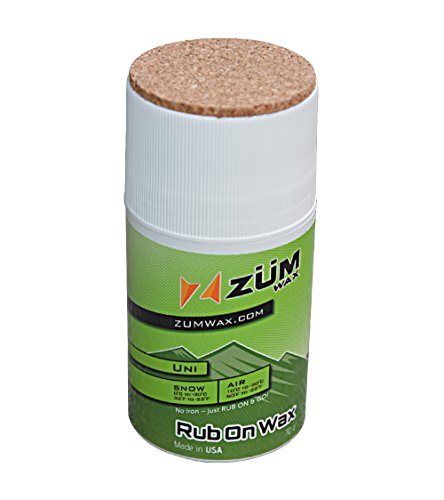 ZUMWax Rub-On Ski/Snowboard/Nordic/Cross-Country Wax 70g, UNIVERSAL, Easy cork applicator, long-lasting performance, secret vanilla scent, Made in USA, PFAS-free Great for quick waxing on the go